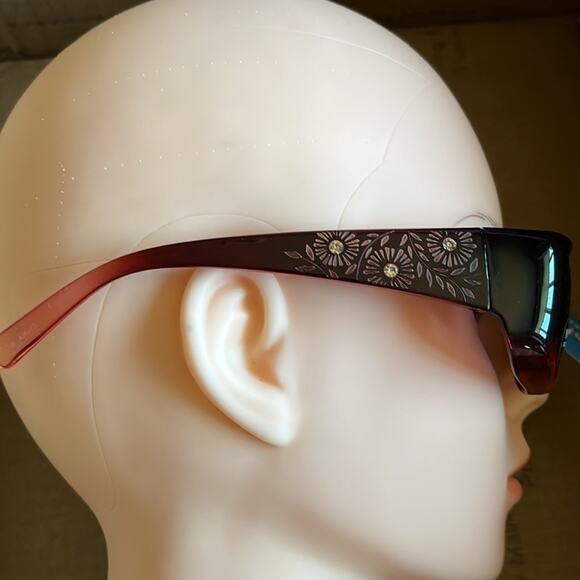 Solar Shield Fits Over Polarized Floral Ombré Sunglasses Maroon Red - Picture 4 of 10